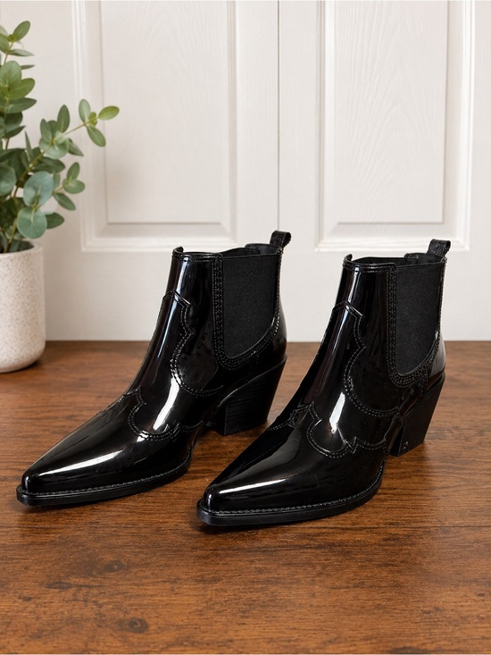 Sam Edelman Shoes - Sam Edelman Winona Rain Black Patent Western Chelsea Ankle Boots Women’s 8M Fall